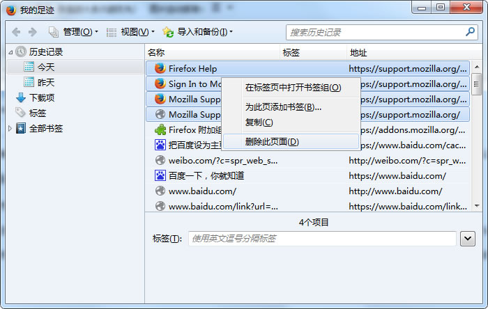 Զɾ¼  Firefoxڵʷ¼